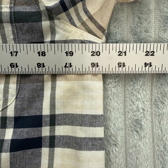 Rockies Shirt Womens M Western Plaid Tan‎ Navy Button Up Long Sleeve Cowgirl NWT - Picture 5 of 8